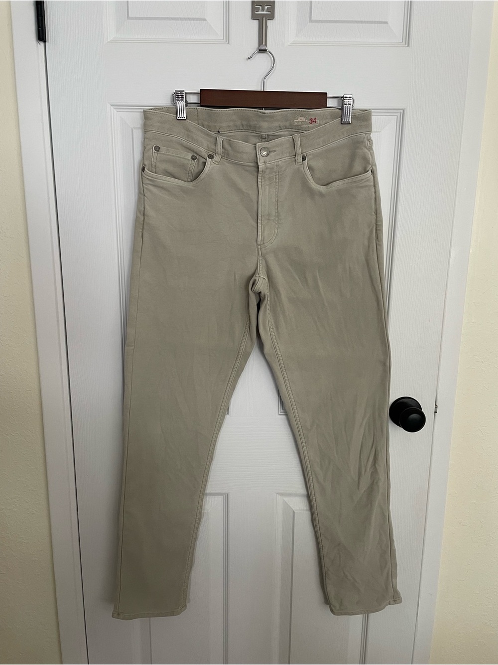 🔥 Faherty Brand Men's 5-Pocket Stretch Pants Beige Khaki - size 34